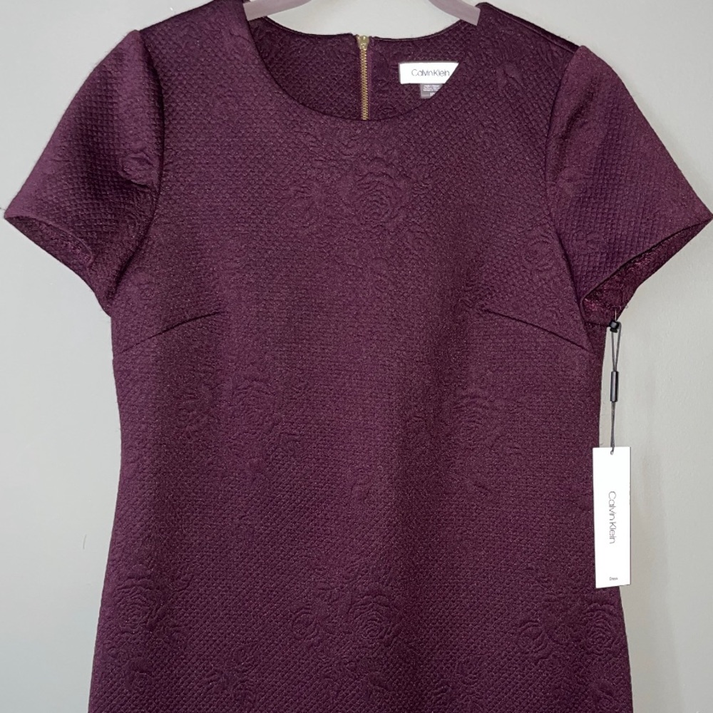 Calvin Klein • Purple Flora Sleeve Sheath Dress Sz 10